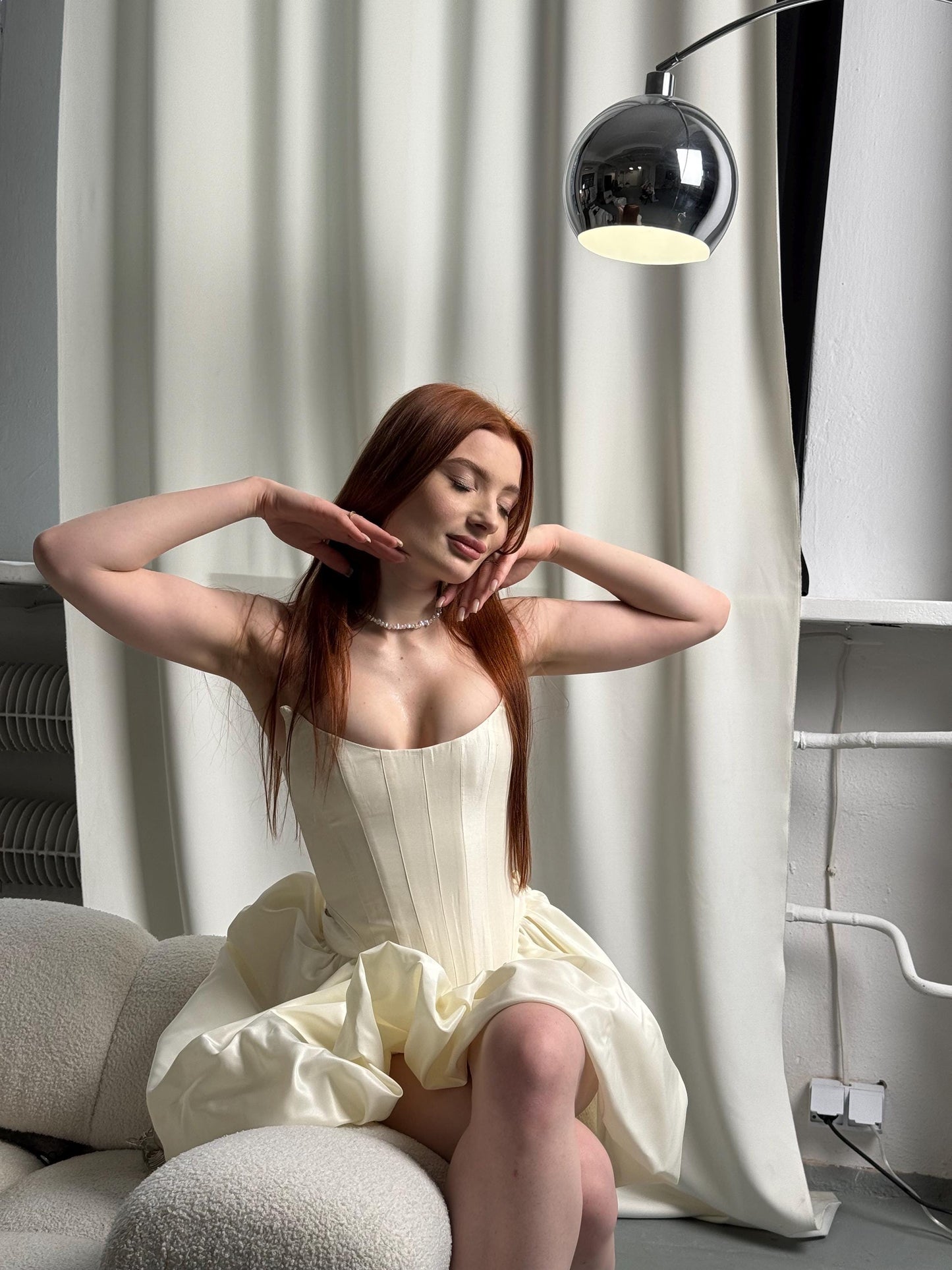 OMBRONE – Ivory Duchess Satin Wedding Corset | Bridal Separate for Modern Bride