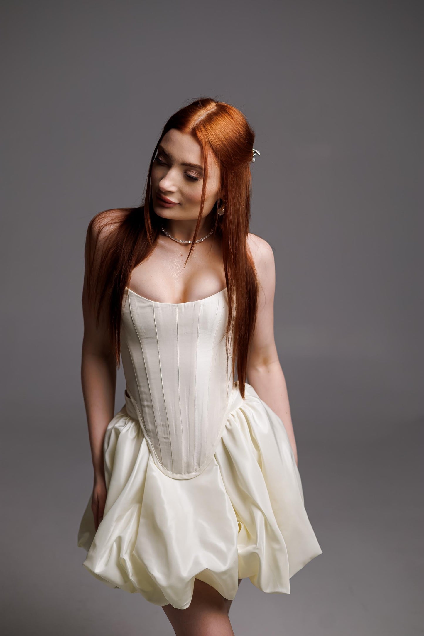 OMBRONE – Ivory Duchess Satin Wedding Corset | Bridal Separate for Modern Bride