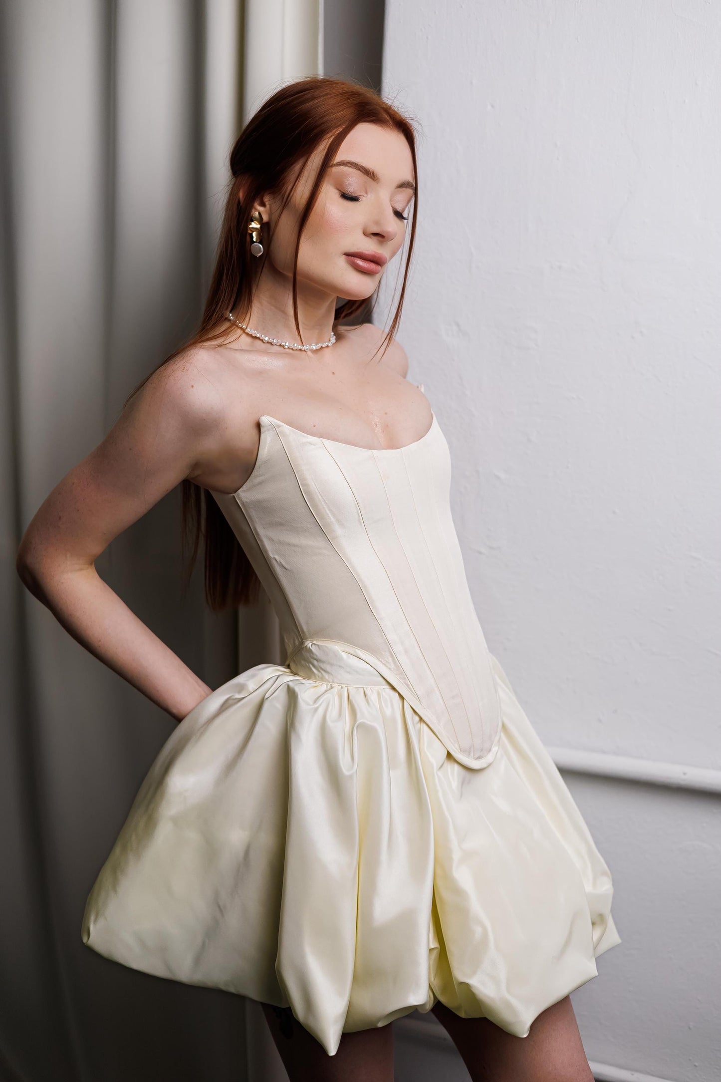 OMBRONE – Ivory Duchess Satin Wedding Corset | Bridal Separate for Modern Bride