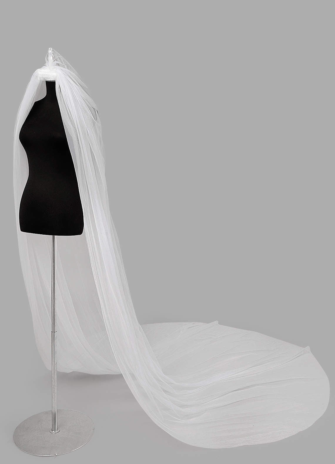 Extra Wide Soft Tulle Wedding Veil – 300 cm Classic Bridal Veil with Optional Blusher