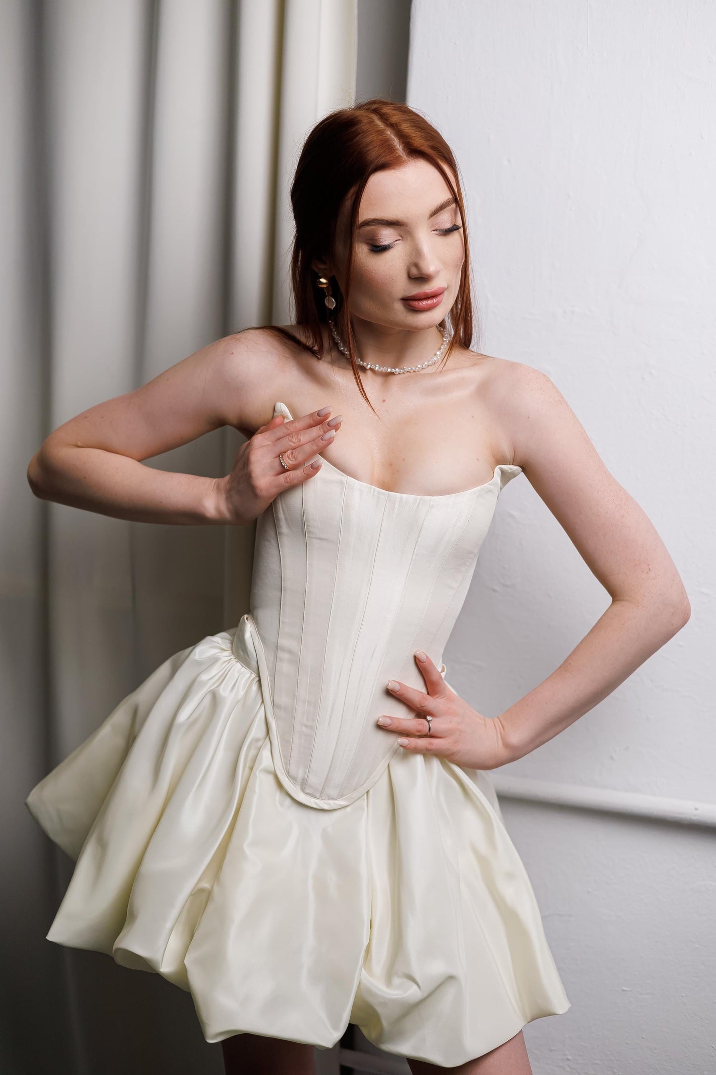 OMBRONE – Ivory Duchess Satin Wedding Corset | Bridal Separate for Modern Bride