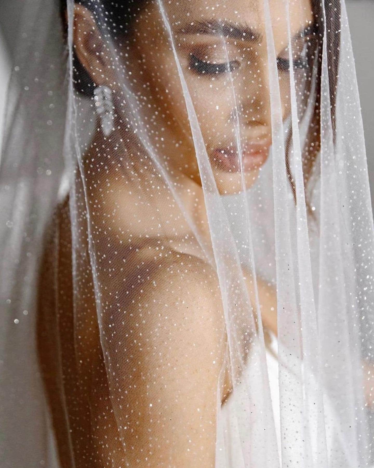 Glitter Wedding Veil – Soft Shimmer Tulle Veil for Modern Brides