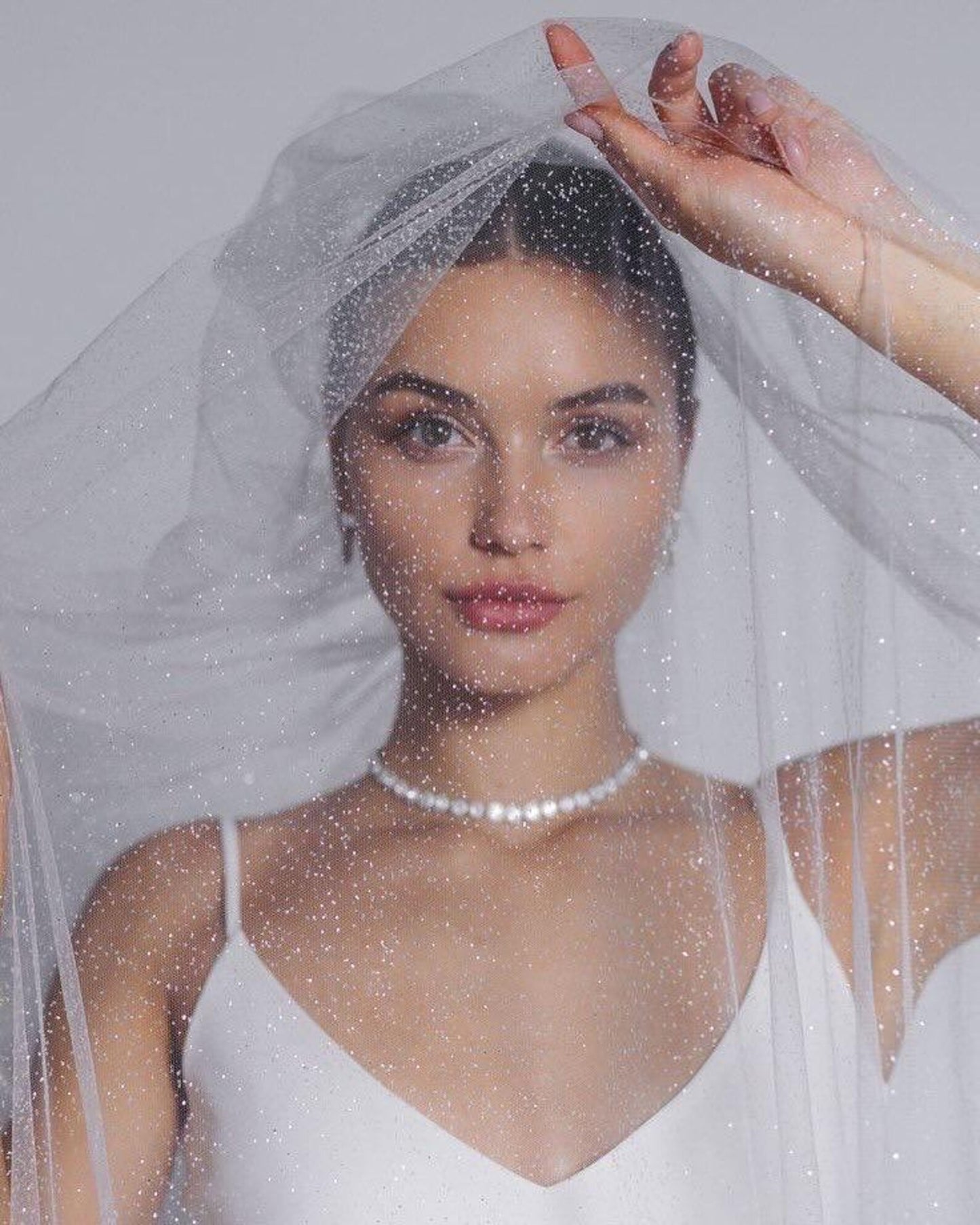 Glitter Wedding Veil – Soft Shimmer Tulle Veil for Modern Brides