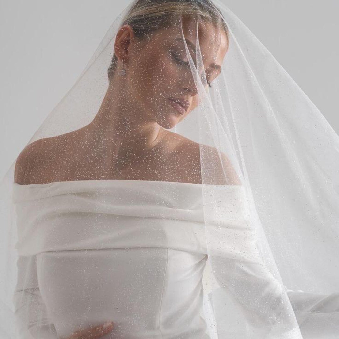 Glitter Wedding Veil – Soft Shimmer Tulle Veil for Modern Brides