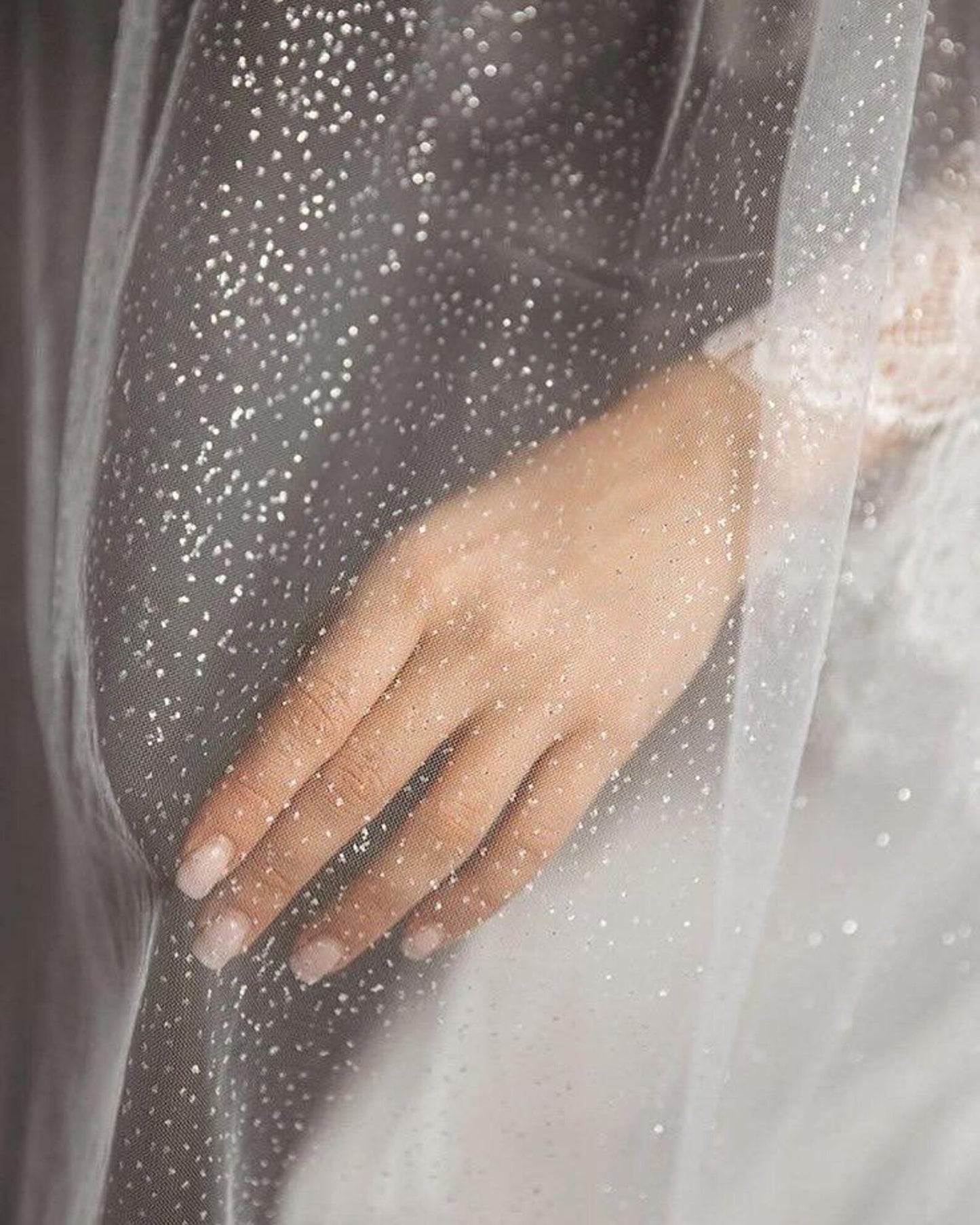 Glitter Wedding Veil – Soft Shimmer Tulle Veil for Modern Brides