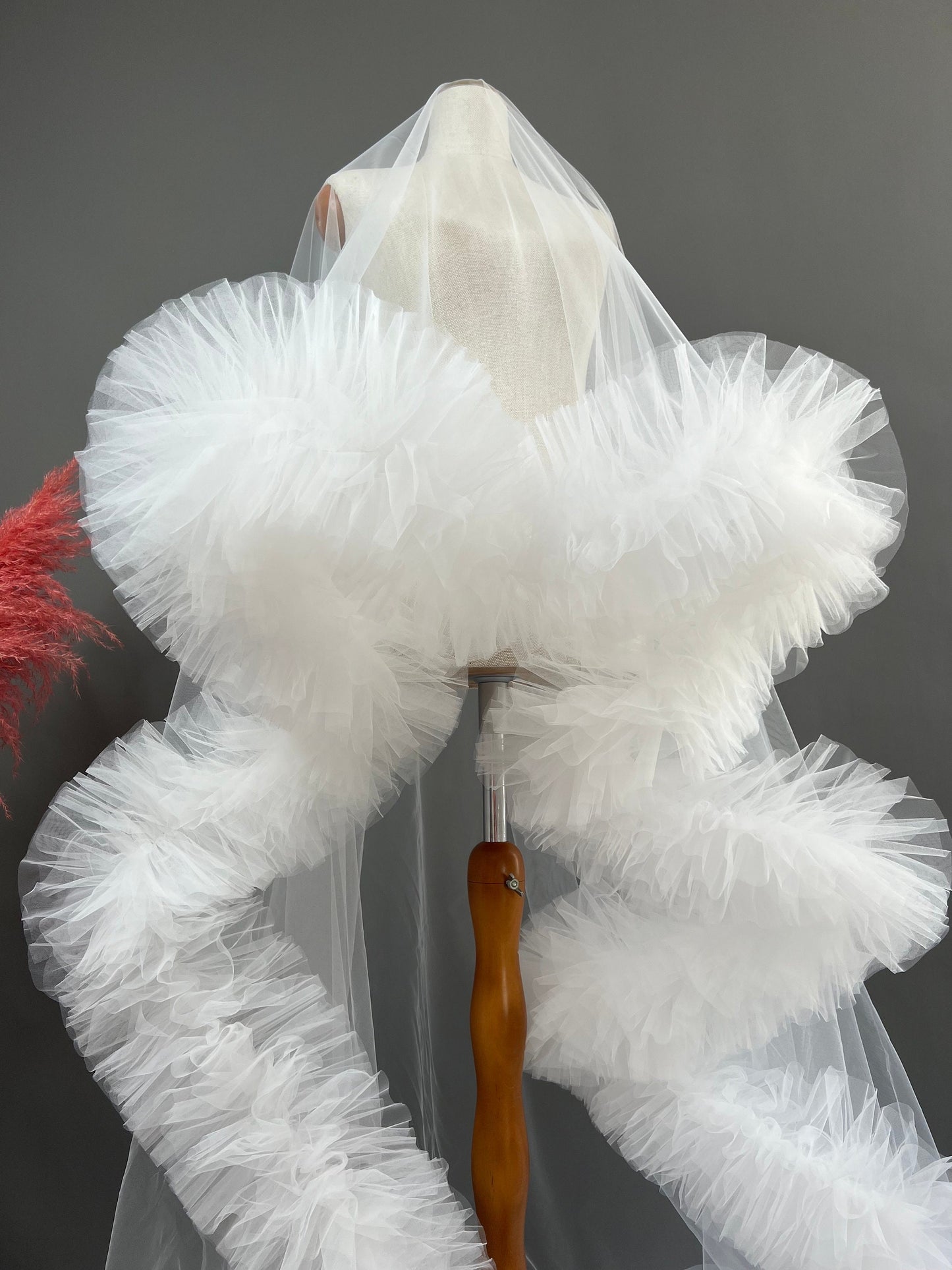 Fluffy Dramatic Ruffled Edge Wedding Veil