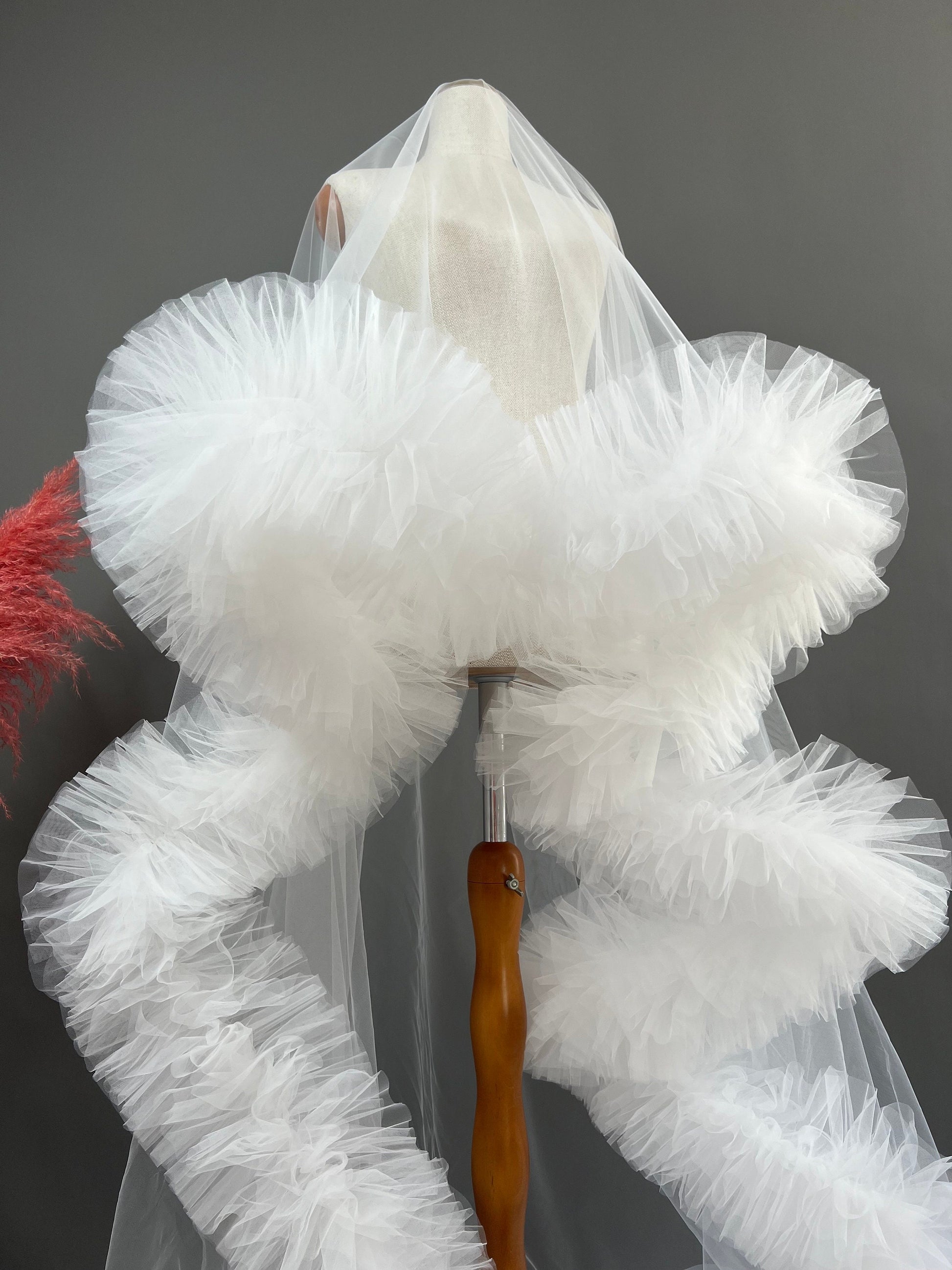 Fluffy Dramatic Ruffled Edge Wedding Veil