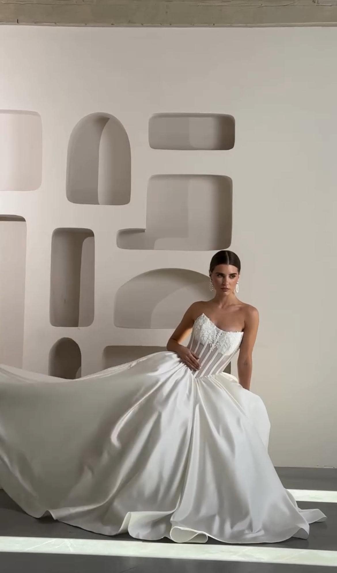 Luxury Princess Wedding Dress - Sheer Corset with Floral Lace Appliqués - Mikado Ball Gown - Elegant Bridal Couture - Custom Wedding Gown