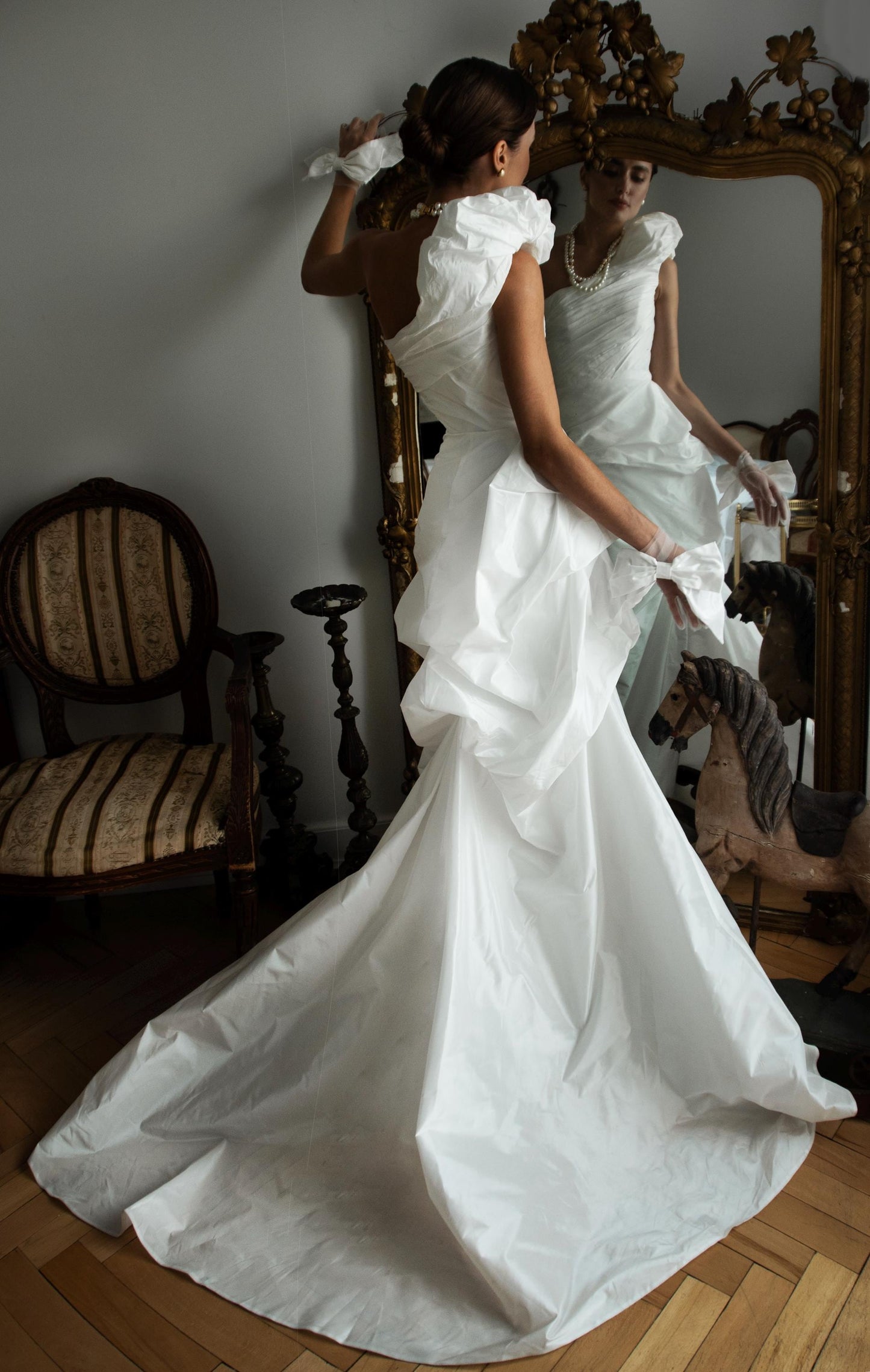 KIRA One Shoulder Asymmetrical taffeta Bridal Gown