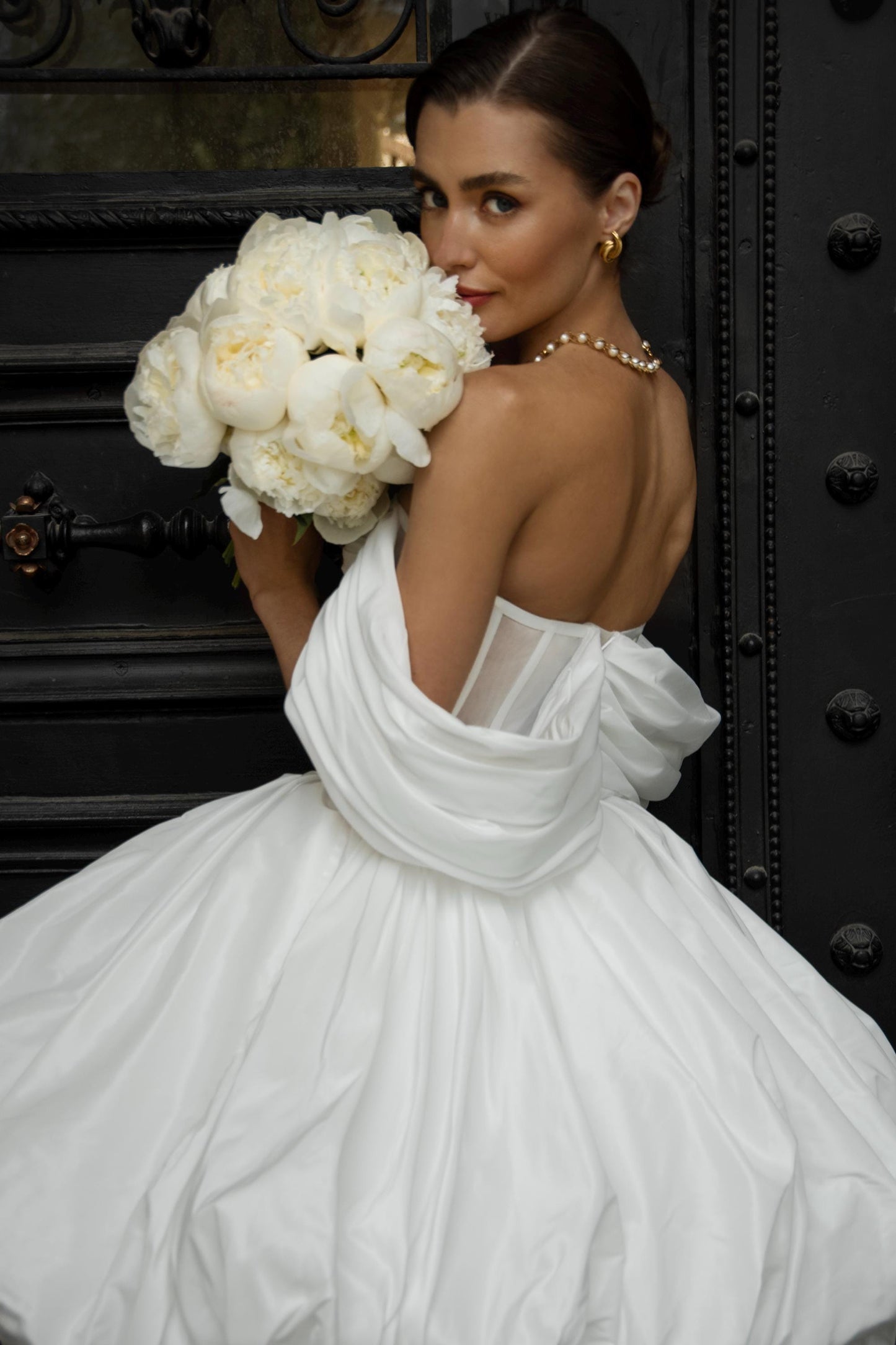 Short Wedding Dress, Off Shoulder Bubble Skirt Bridal Gown, Modern Corset Mini Dress with Lace Leggings, Statement Wedding Outfit