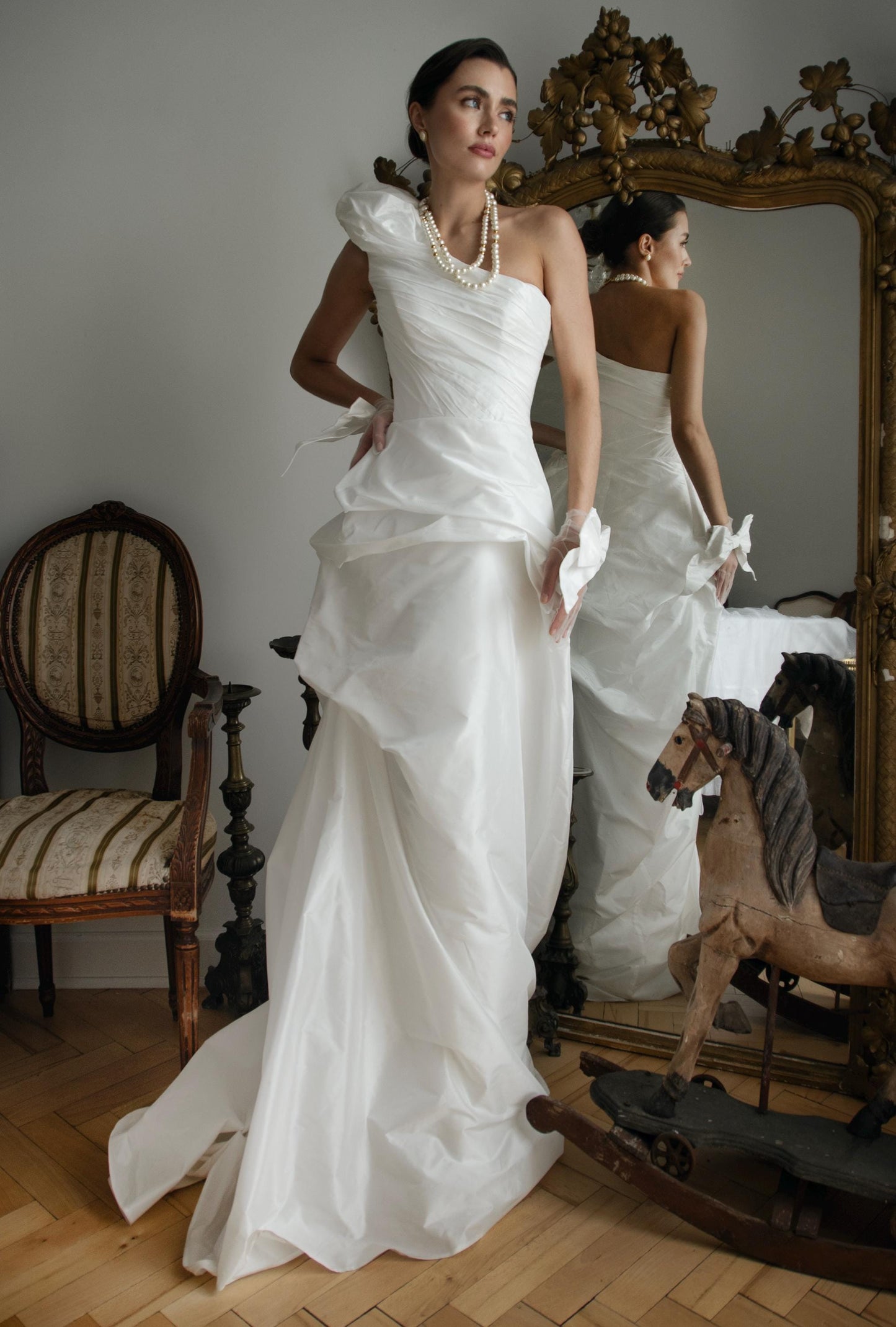 KIRA One Shoulder Asymmetrical taffeta Bridal Gown