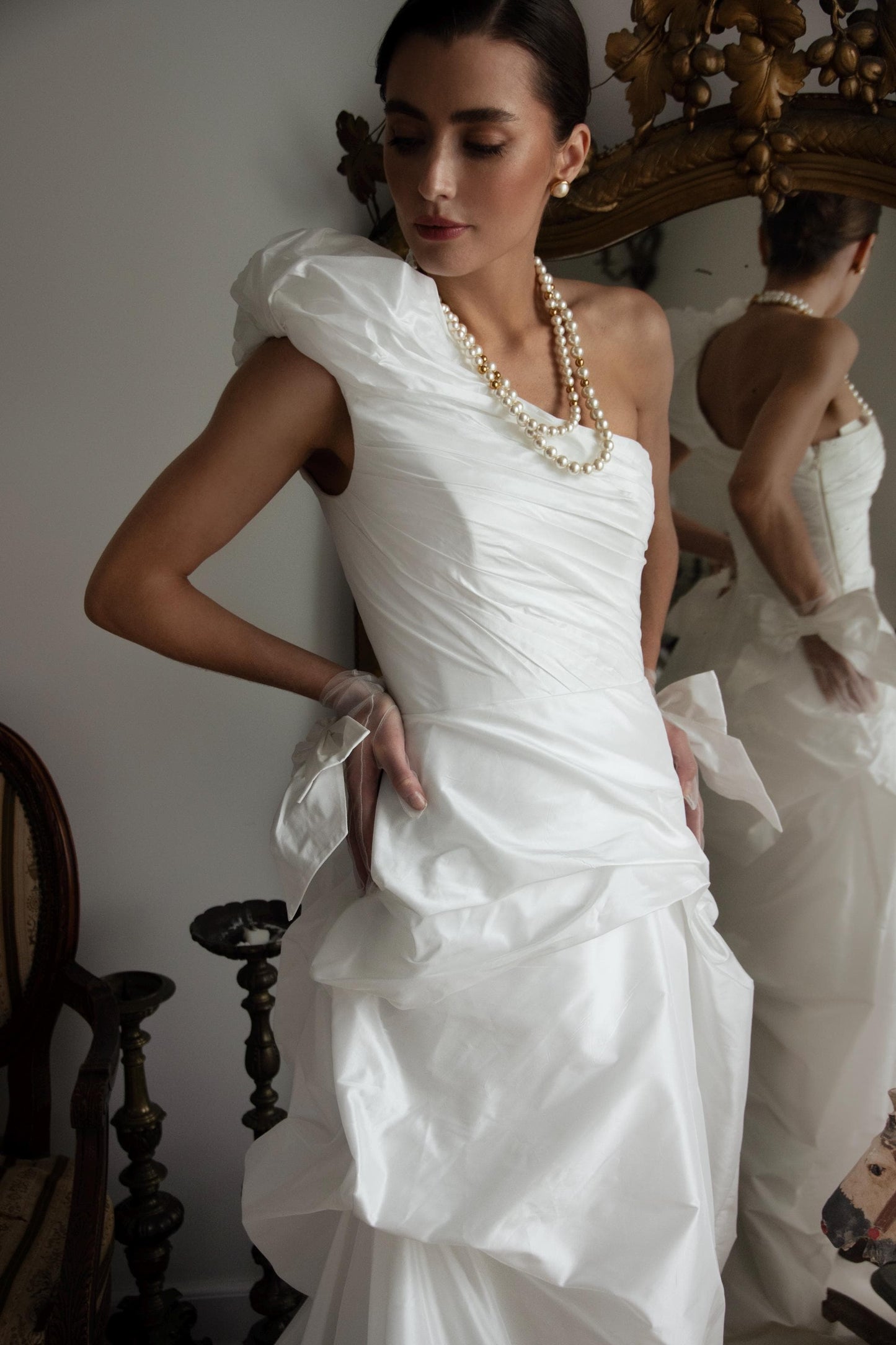 KIRA One Shoulder Asymmetrical taffeta Bridal Gown