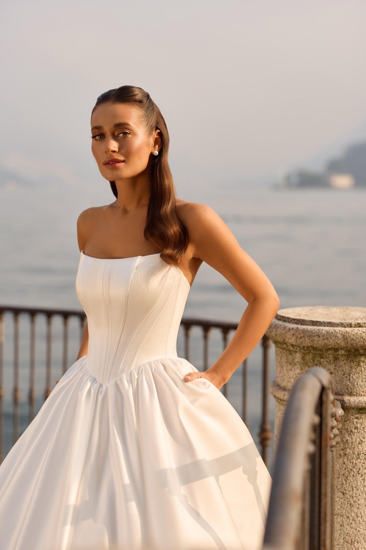 Ball Gown Wedding Dress Corset Bridal Gown with Lace Sleeves Elegant Classic Princess Wedding Dress