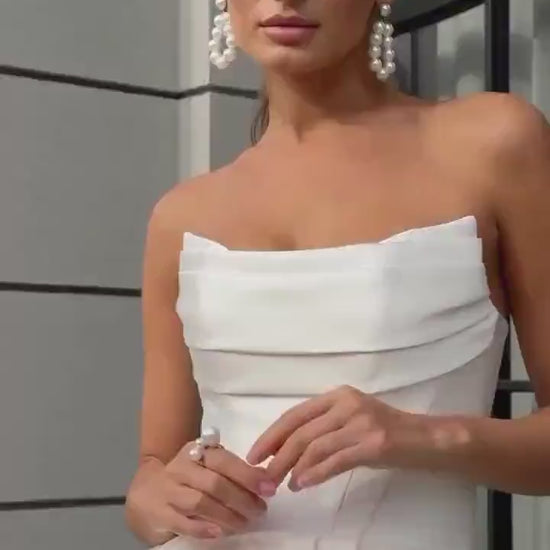 Luxury Mikado Ball Gown Wedding Dress, Off-Shoulder Draped Corset, Elegant Bridal Gown with Train, Classic Wedding Dress